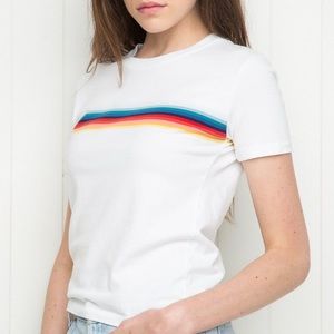Brandy Melville Jamie Top, striped colored white tee